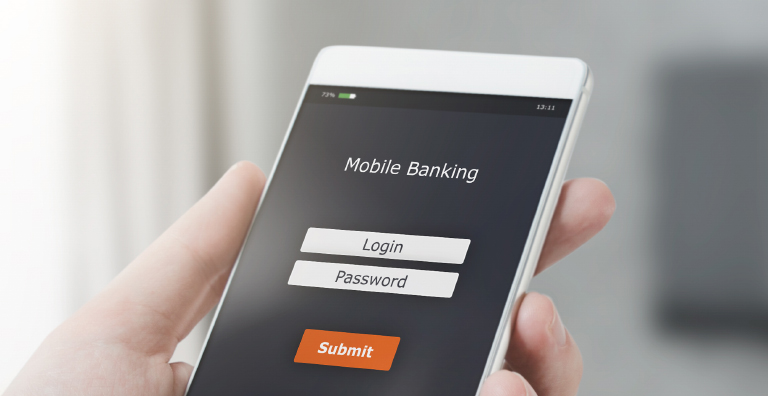 mobile banking app login screen