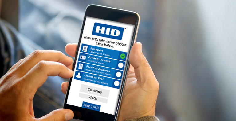 HID digital onboarding app on mobile phone