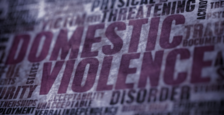 Domestic violence close up of text