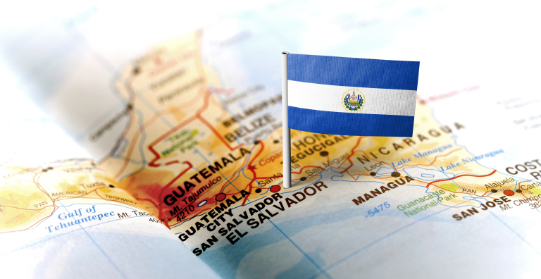 Map of El Salvador & flag