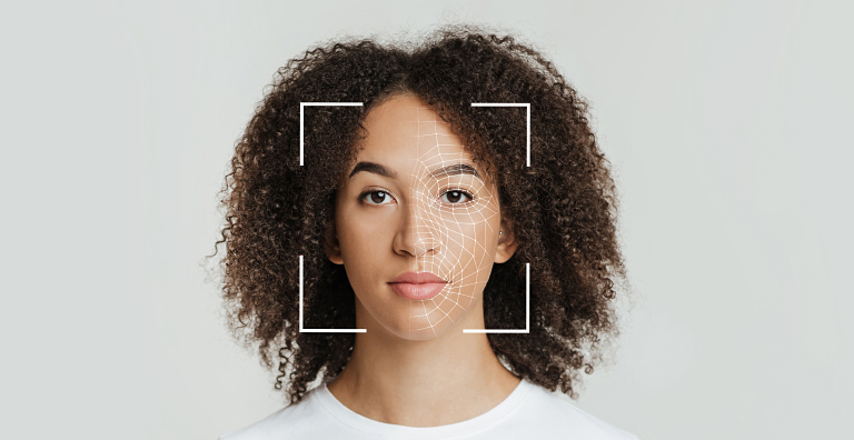 facial recognition lines on person's face