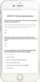 Covid Screening Questions on Phone